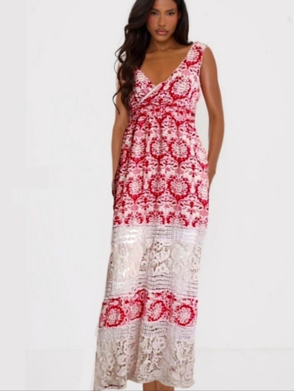 Anthropologie Sunday in Brooklyn Pink Crochet Lace Boho Maxi Dress S